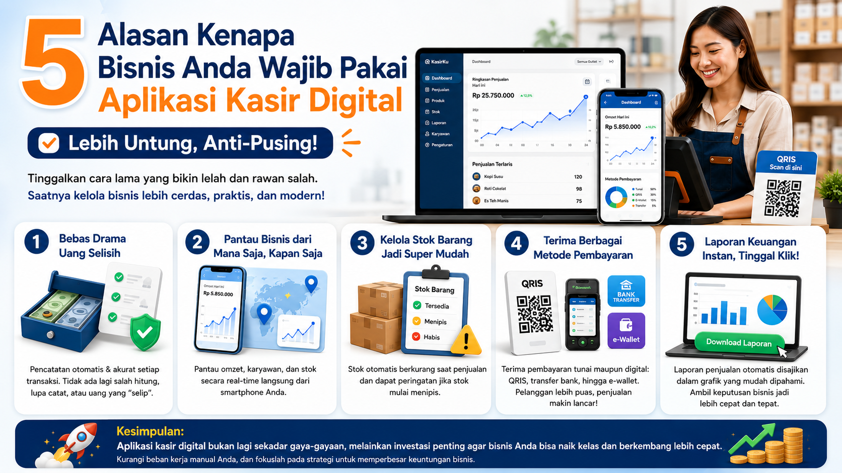 Bikin Pusing Uang Toko Sering Selisih? Ini 5 Alasan Bisnis Anda Wajib Pakai Aplikasi Kasir Digital!